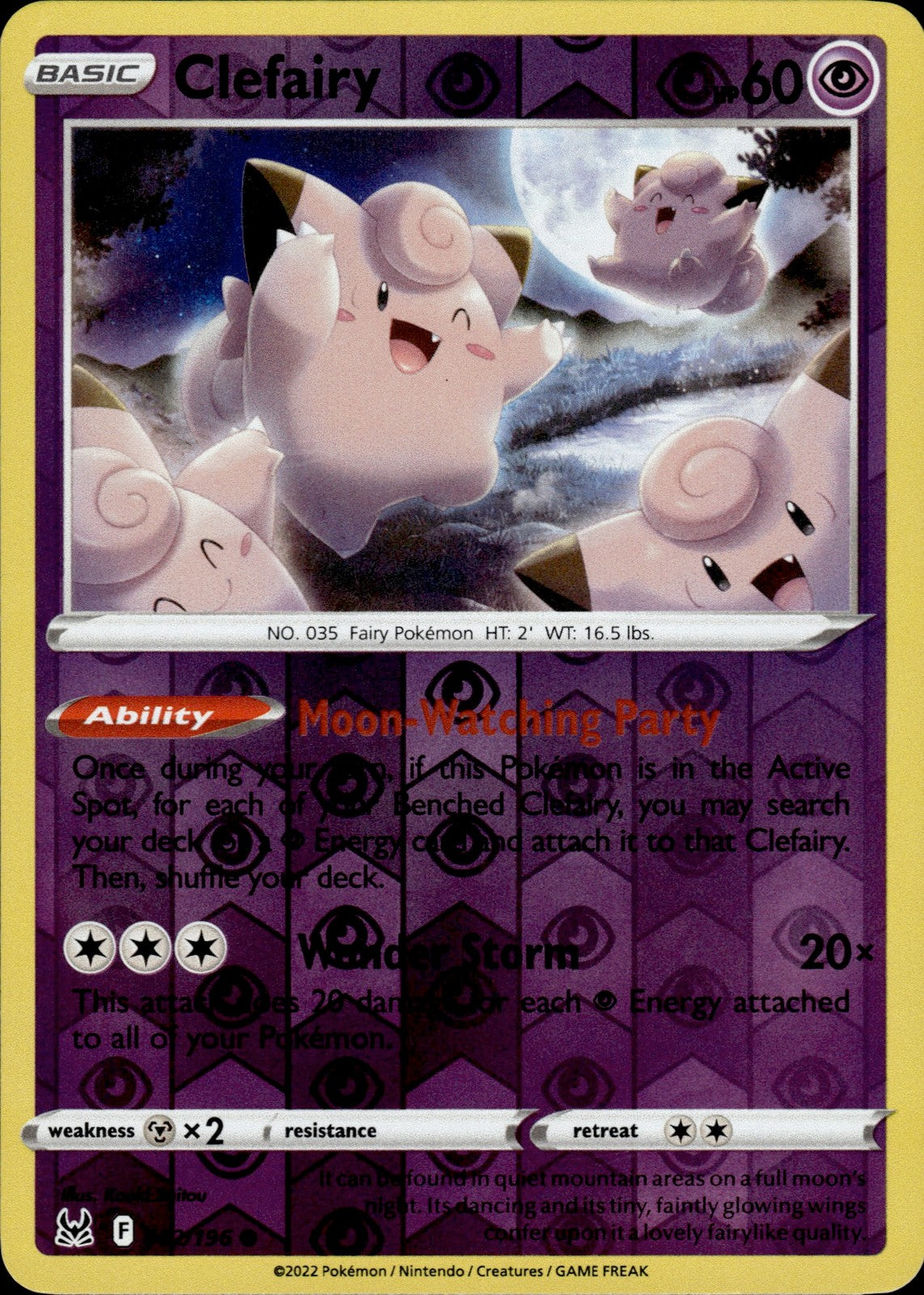 Clefairy Reverse Holo Common SWSH11: Lost Origin 062/196 NM