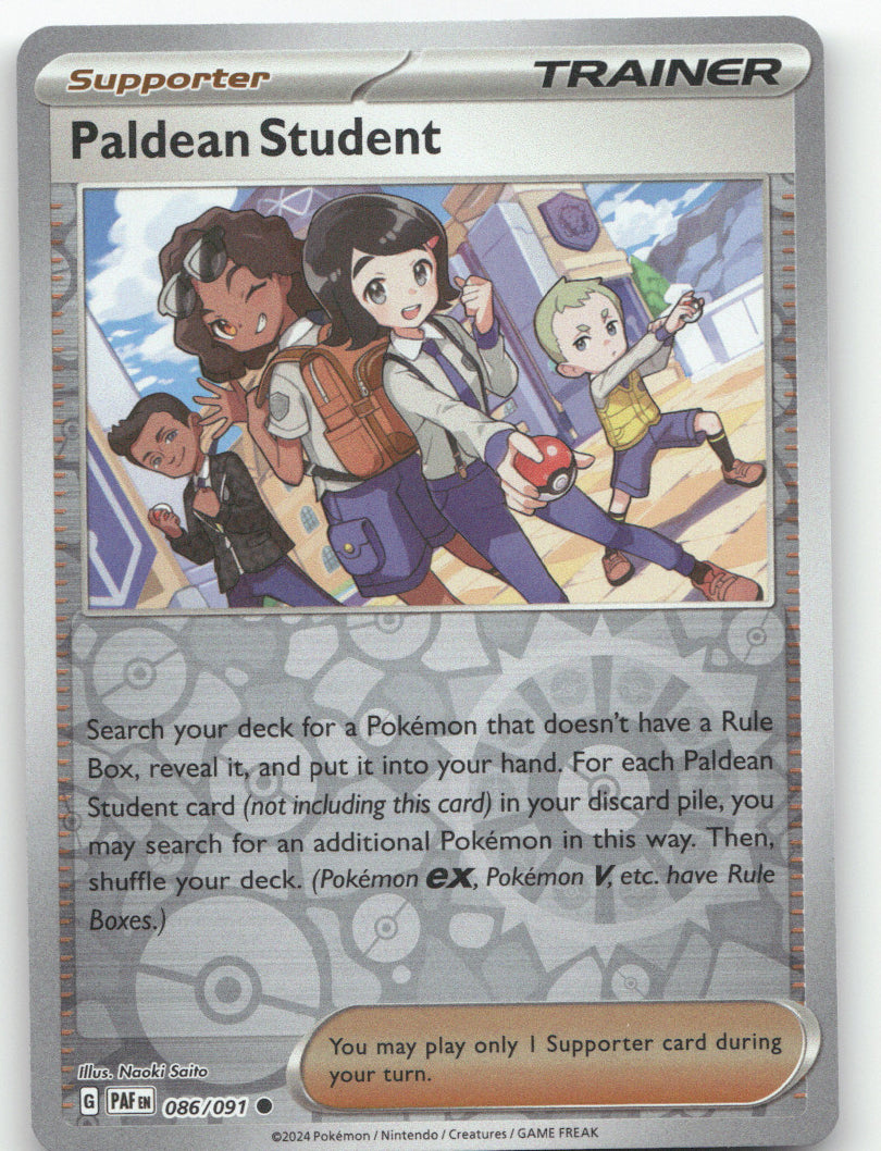 Paldean Student Reverse Holo Common SV: Paldean Fates 086/091 NM