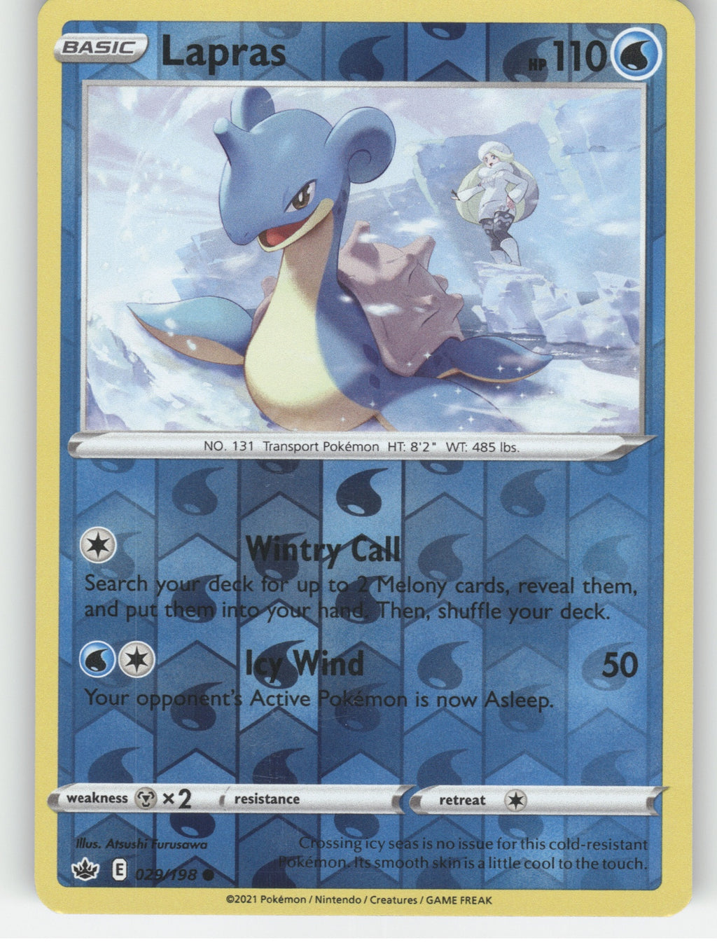 Lapras Reverse Holo Common SWSH06: Chilling Reign 029/198 NM