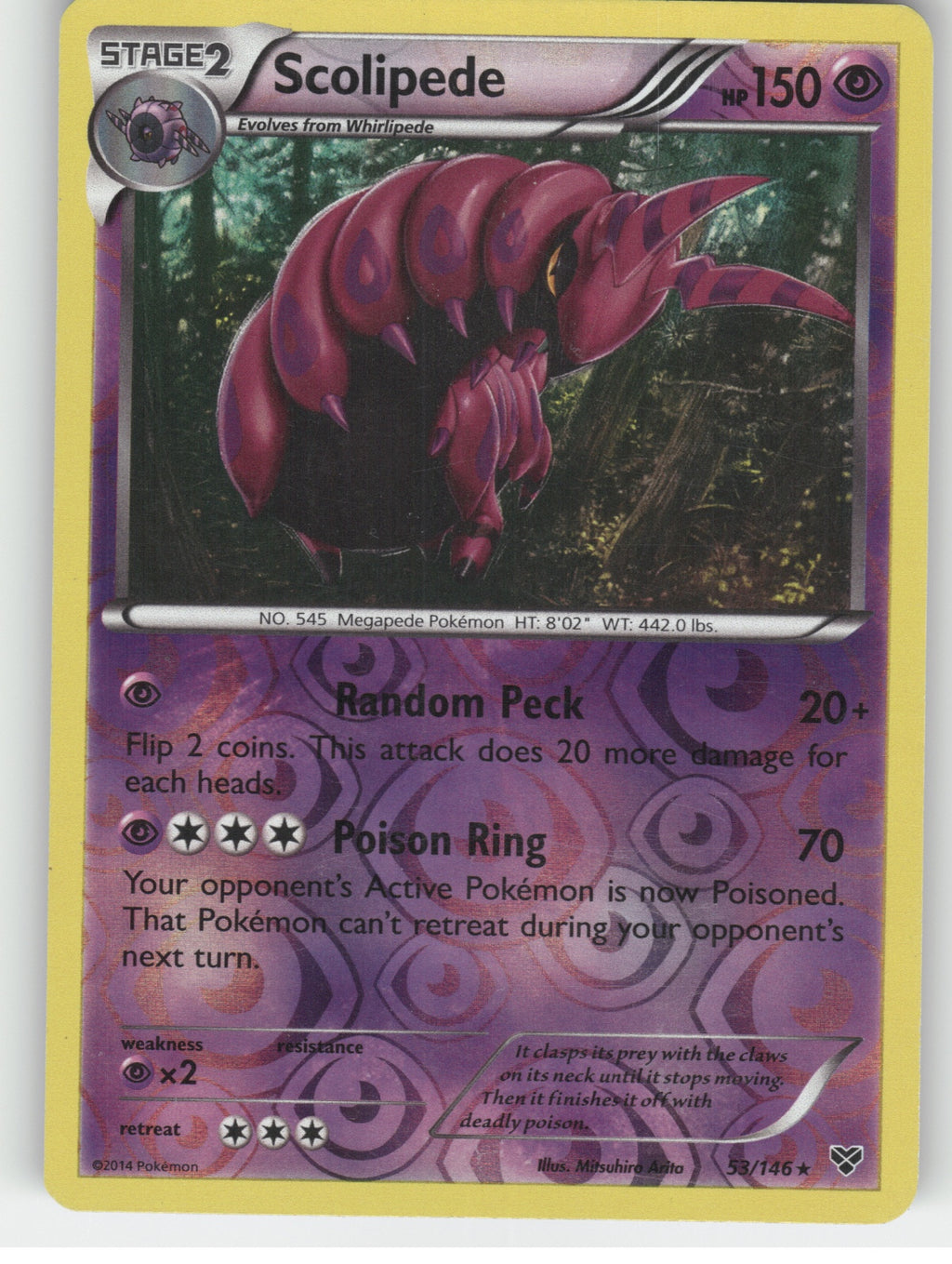 Scolipede Reverse Holo Rare XY Base Set 53/146 NM
