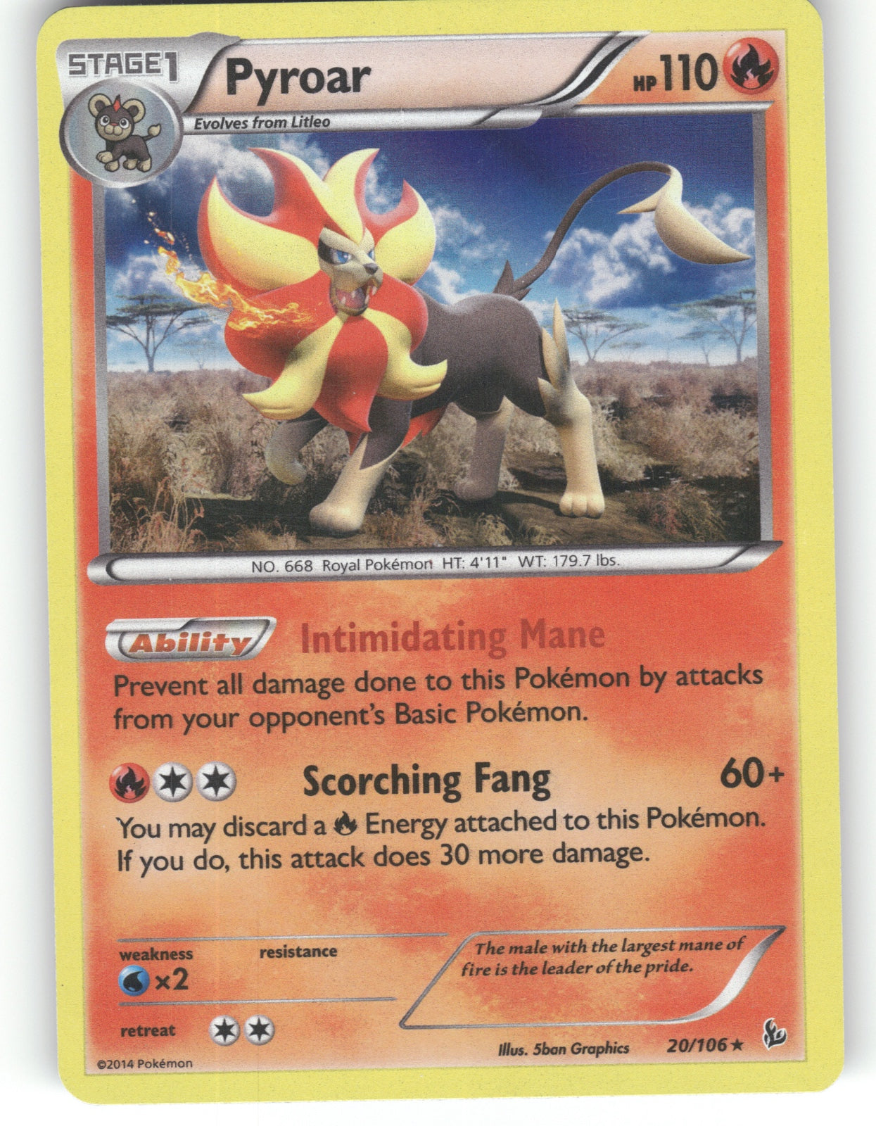 Pyroar Holo Rare XY - Flashfire 20/106 NM