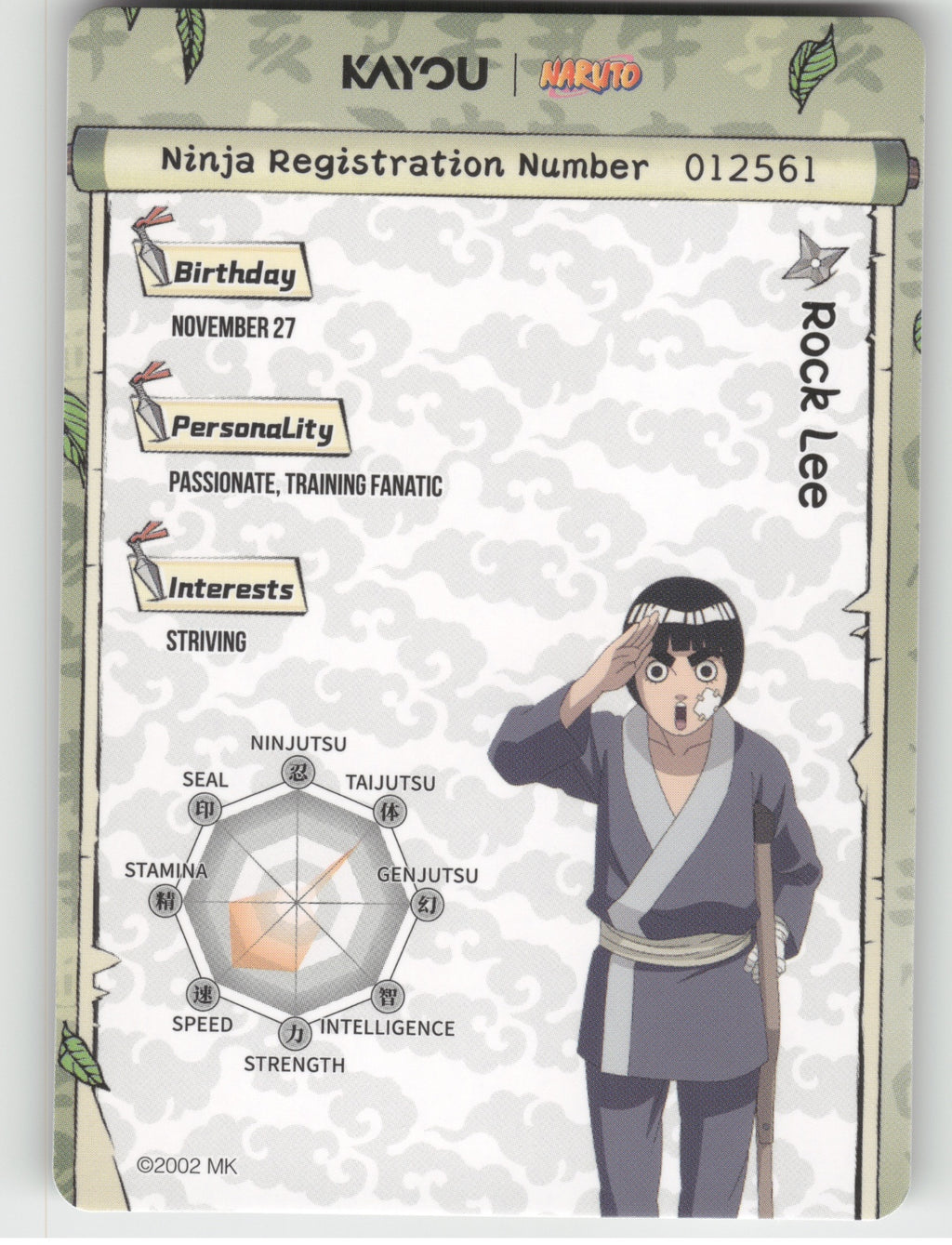Rock Lee Base SR Earth Scroll Series 1 012L2 NM back