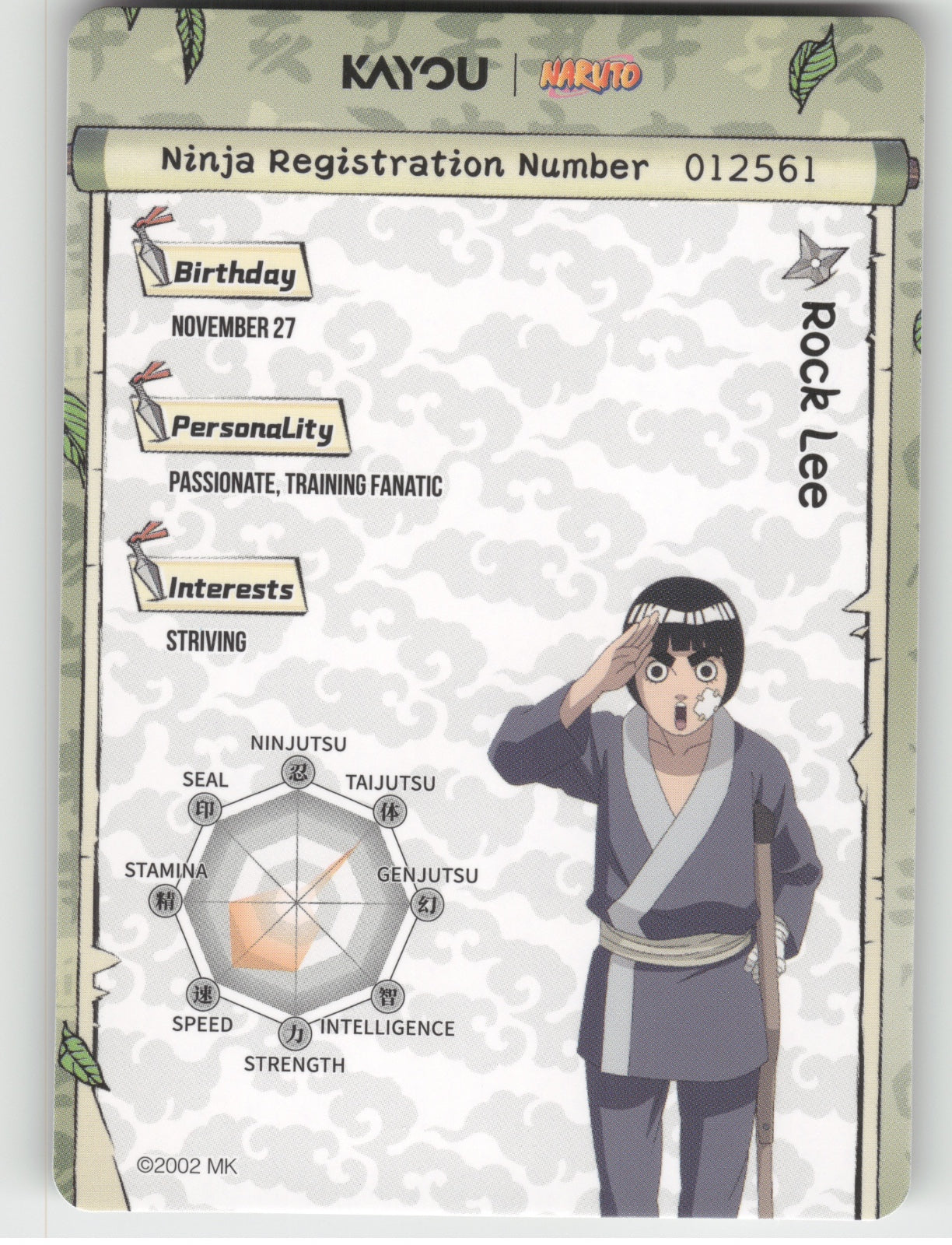 Rock Lee Base SR Earth Scroll Series 1 012L2 NM back