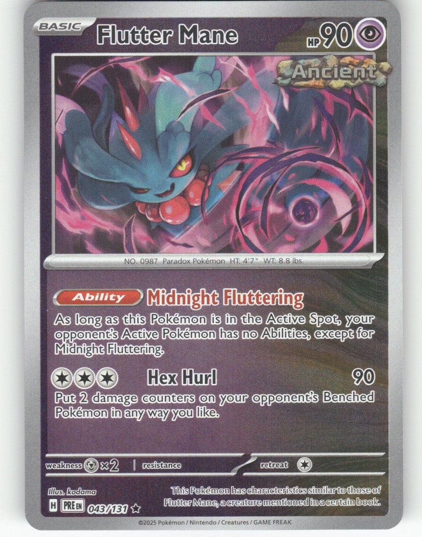 Flutter Mane Reverse Holo Rare SV: Prismatic Evolutions 043/131 NM
