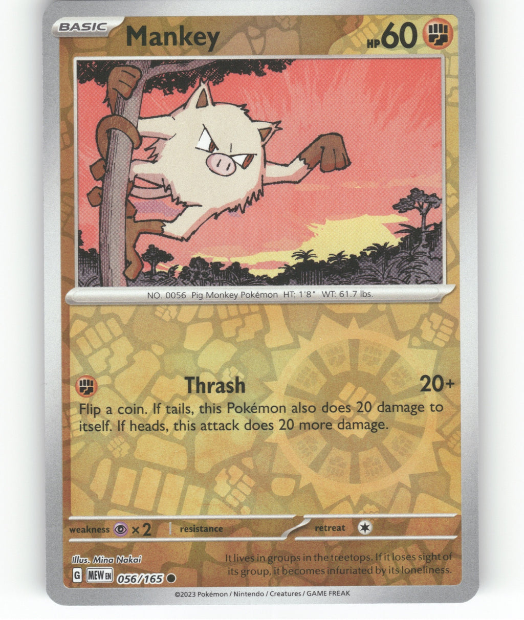 Mankey Reverse Holo Common SV: Scarlet & Violet 151 056/165 NM