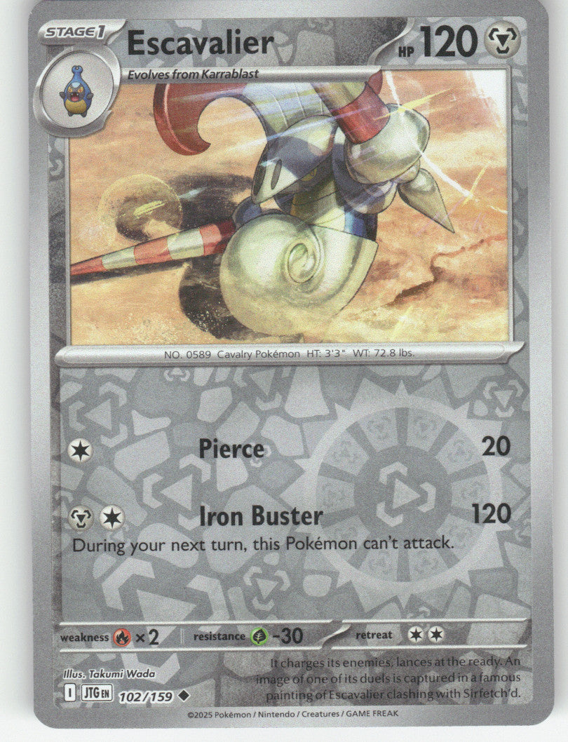 Escavalier Reverse Holo Uncommon SV09: Journey Together 102/159 NM