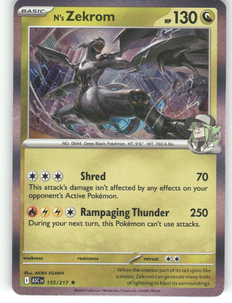 N's Zekrom Holo Rare ME: Ascended Heroes 155/217 NM