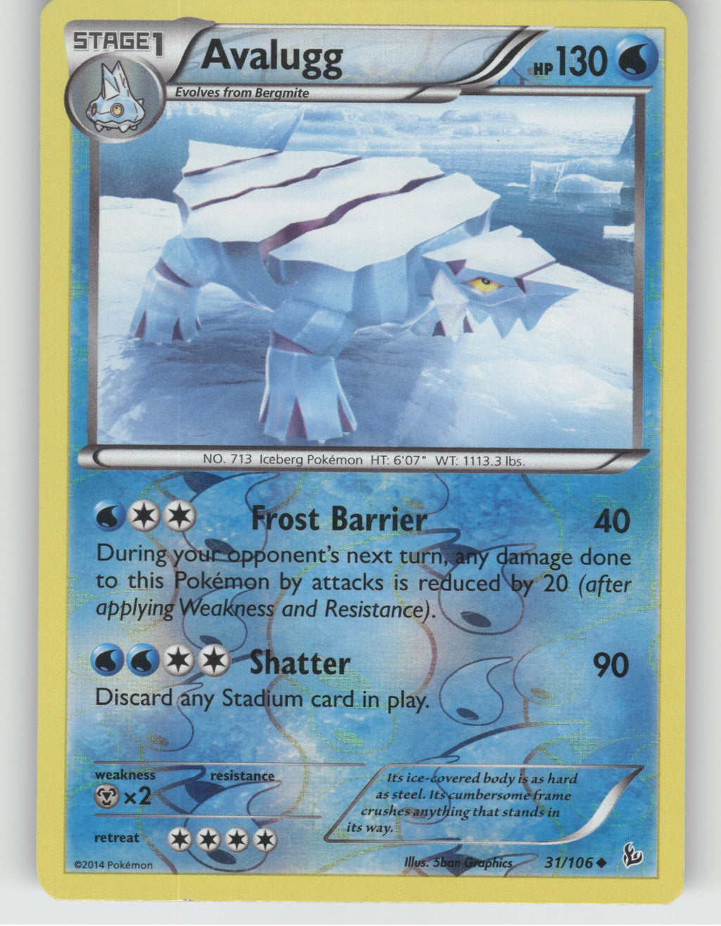 Avalugg Reverse Holo Uncommon XY - Flashfire 31/106 NM