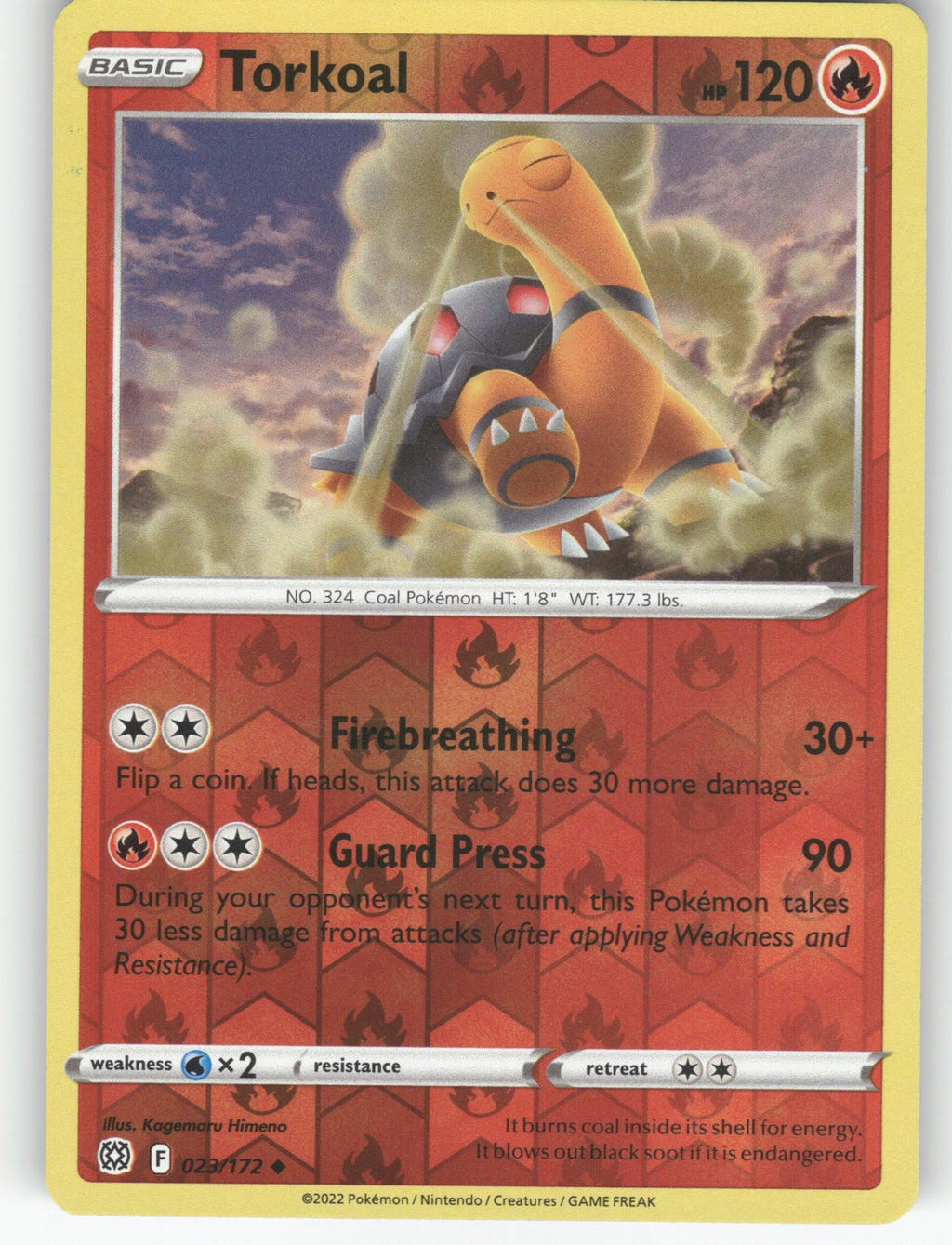 Torkoal Reverse Holo Uncommon SWSH09: Brilliant Stars 023/172 NM