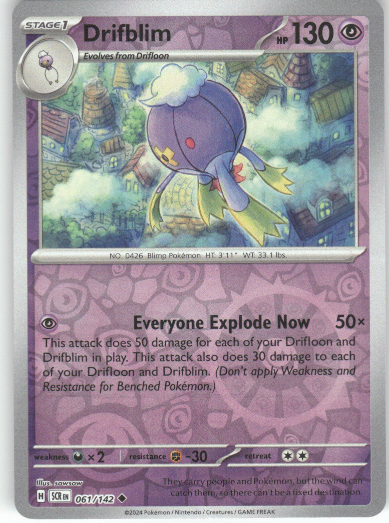 Drifblim Reverse Holo Uncommon SV07: Stellar Crown 061/142 NM