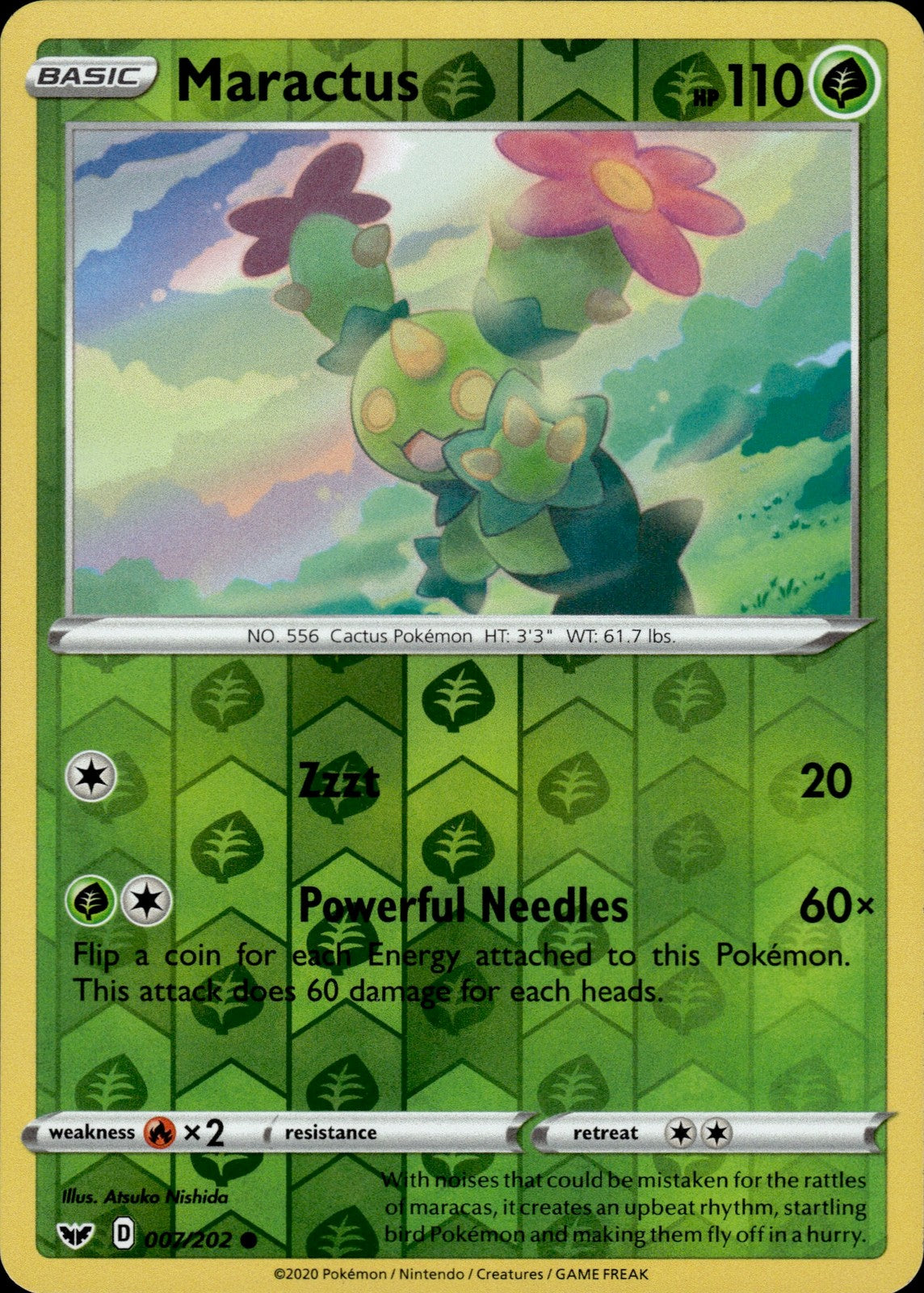 Maractus Reverse Holo Common SWSH01: Sword & Shield Base Set 007/202 NM