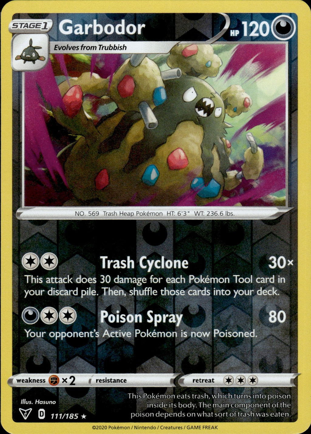 Garbodor Reverse Holo Rare SWSH04: Vivid Voltage 111/185 NM