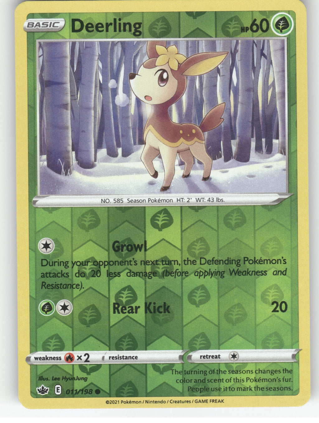 Deerling Reverse Holo Common SWSH06: Chilling Reign 011/198 NM