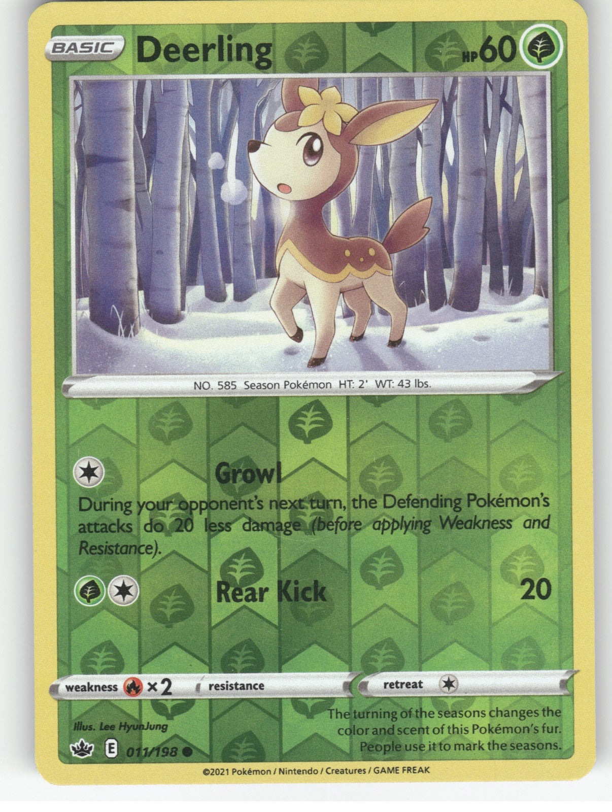Deerling Reverse Holo Common SWSH06: Chilling Reign 011/198 NM