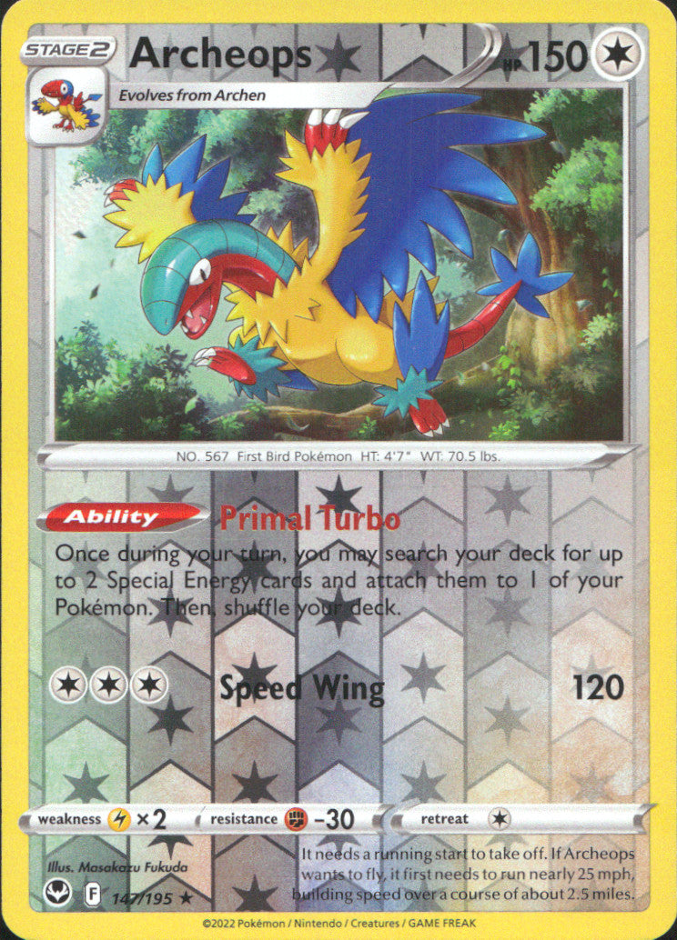 Archeops Reverse Holo Holo Rare SWSH12: Silver Tempest 147/195 NM