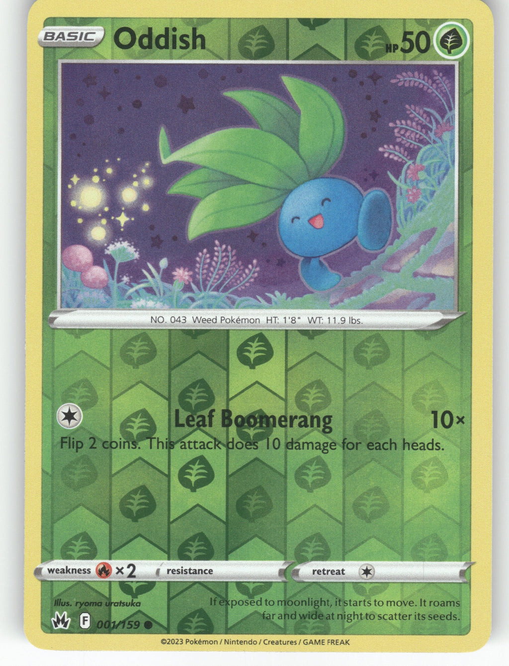 Oddish Reverse Holo Common SWSH: Crown Zenith 001/159 NM