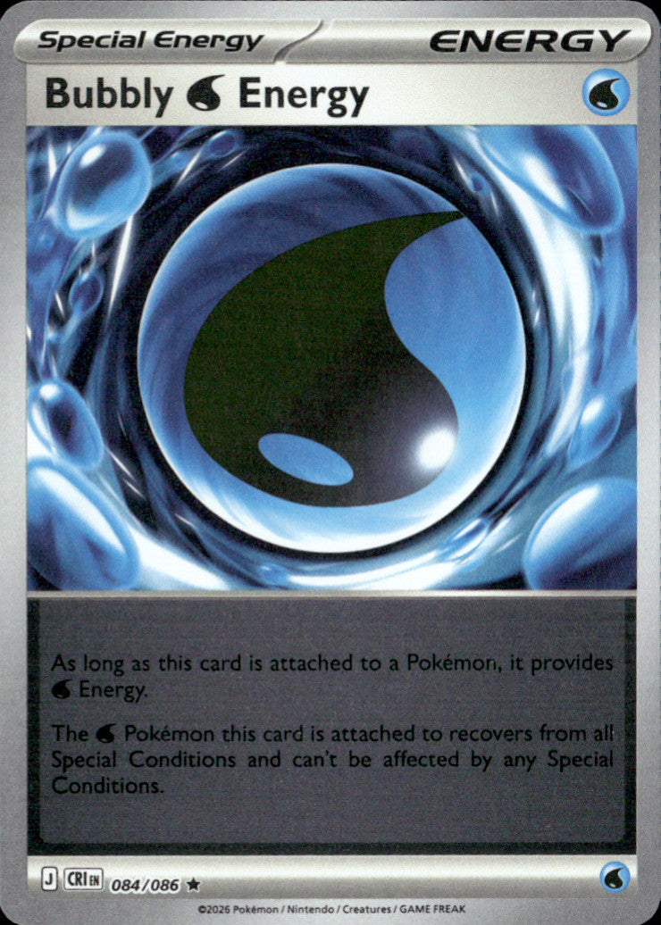 Bubbly W Energy Reverse Holo Rare ME04: Chaos Rising 084/086 NM