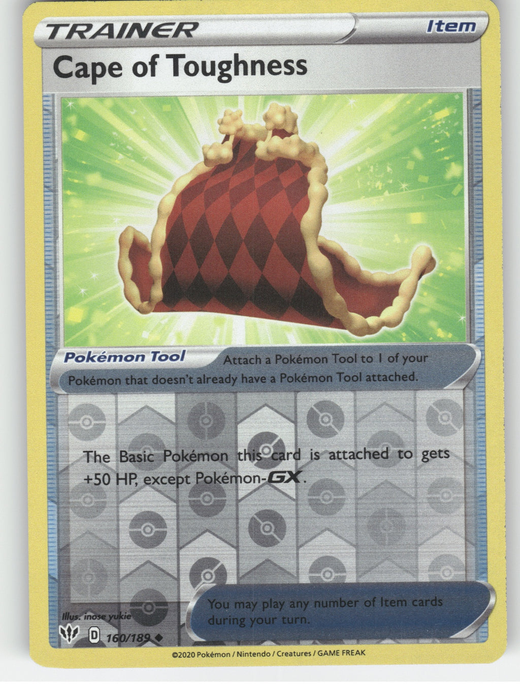 Cape of Toughness Reverse Holo Uncommon SWSH03: Darkness Ablaze 160/189 NM
