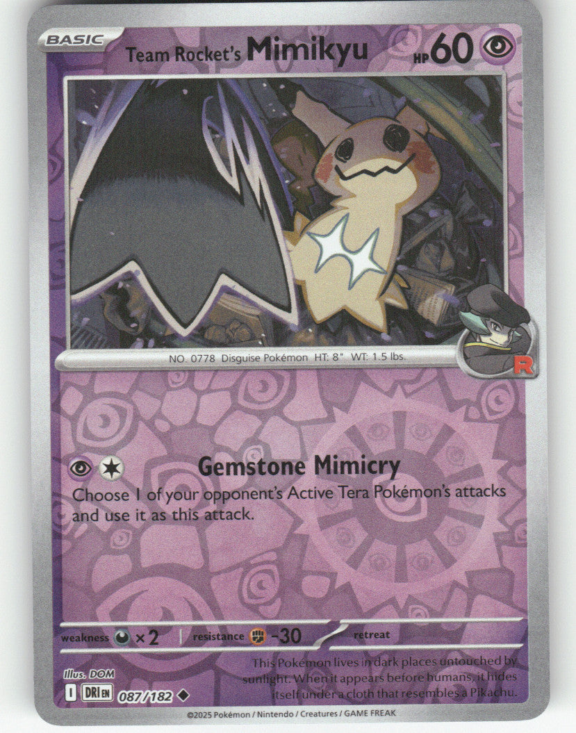Team Rocket's Mimikyu Reverse Holo Uncommon SV10: Destined Rivals 087/182 NM