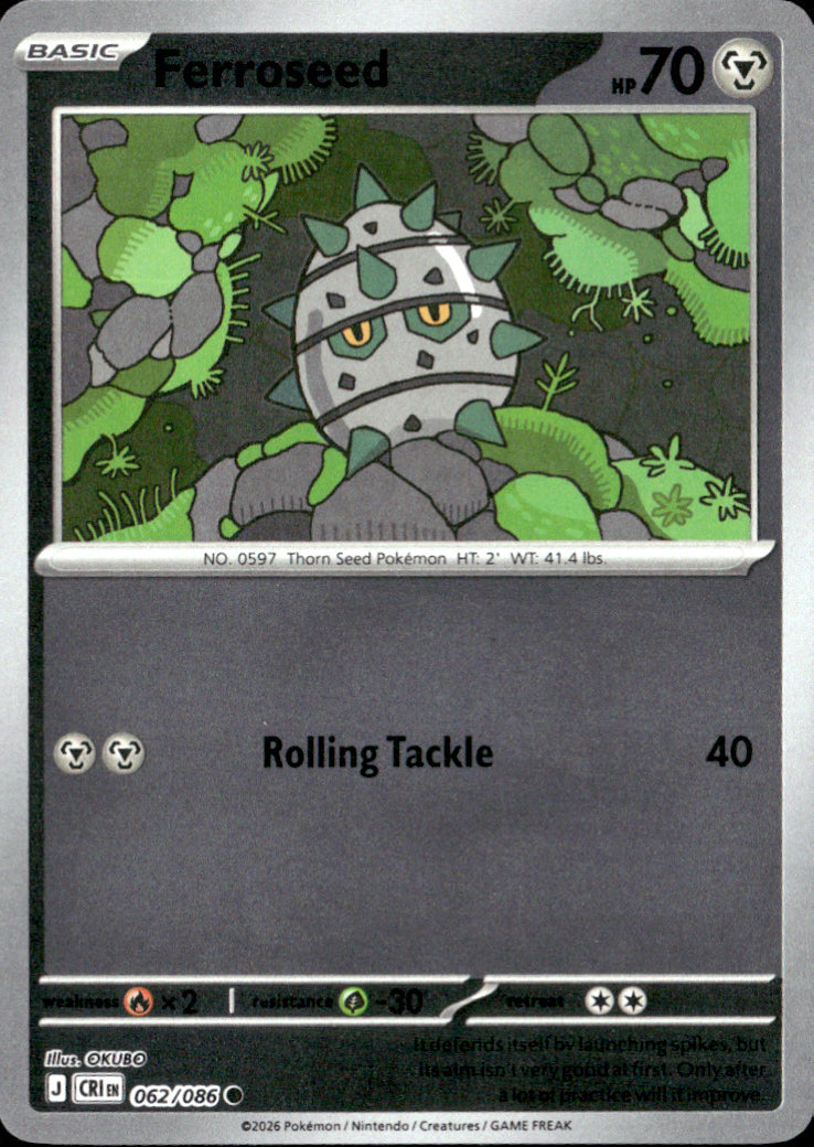Ferroseed Reverse Holo Common ME04: Chaos Rising 062/086 NM