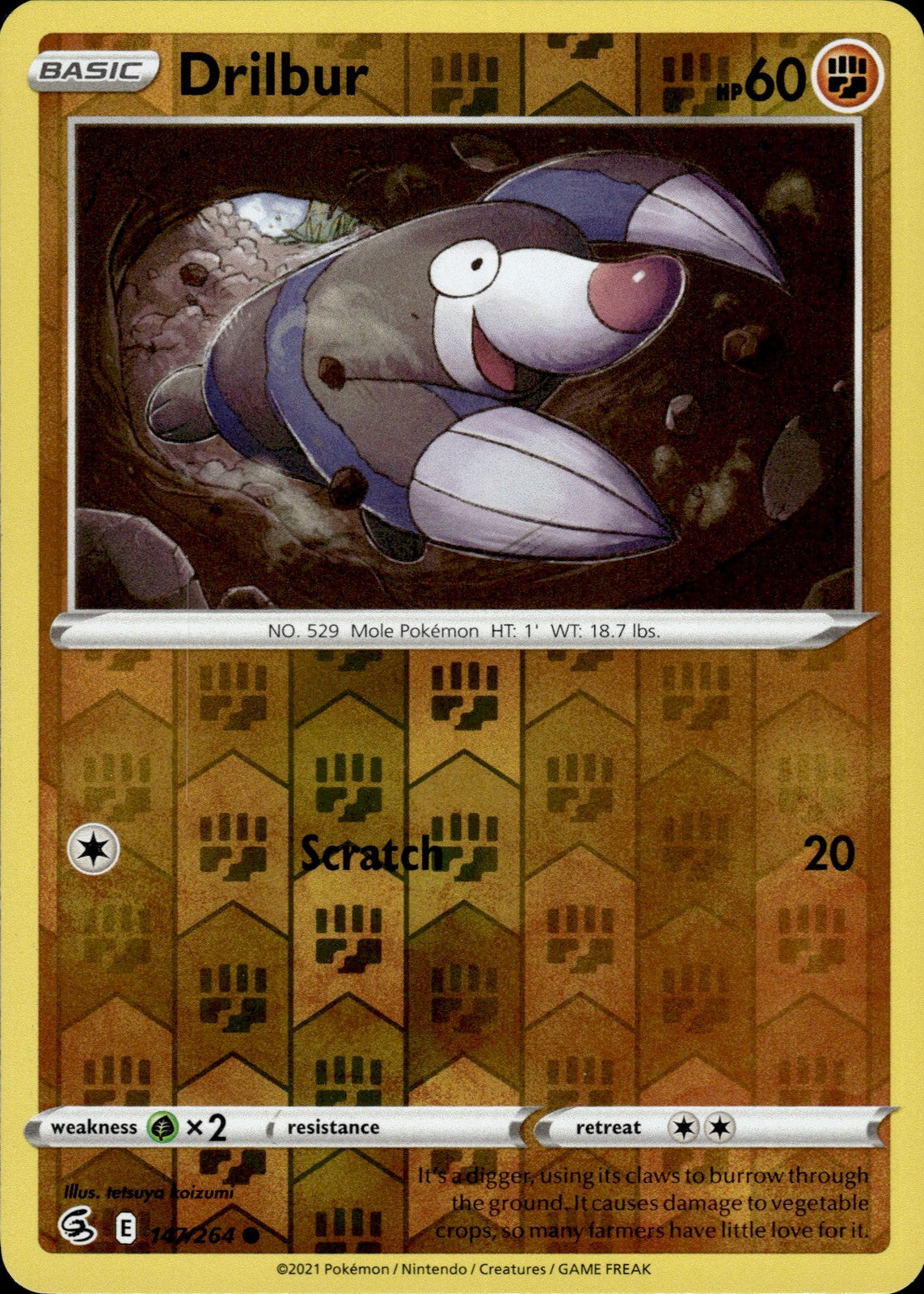Drilbur Reverse Holo Common SWSH08: Fusion Strike 147/264 NM