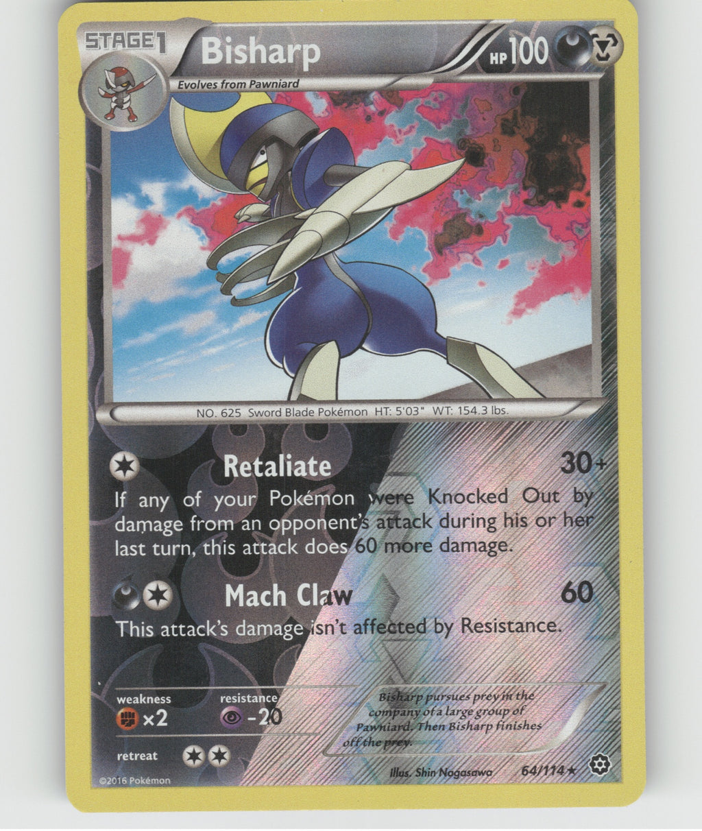 Bisharp Reverse Holo Holo Rare XY - Steam Siege 64/114 NM