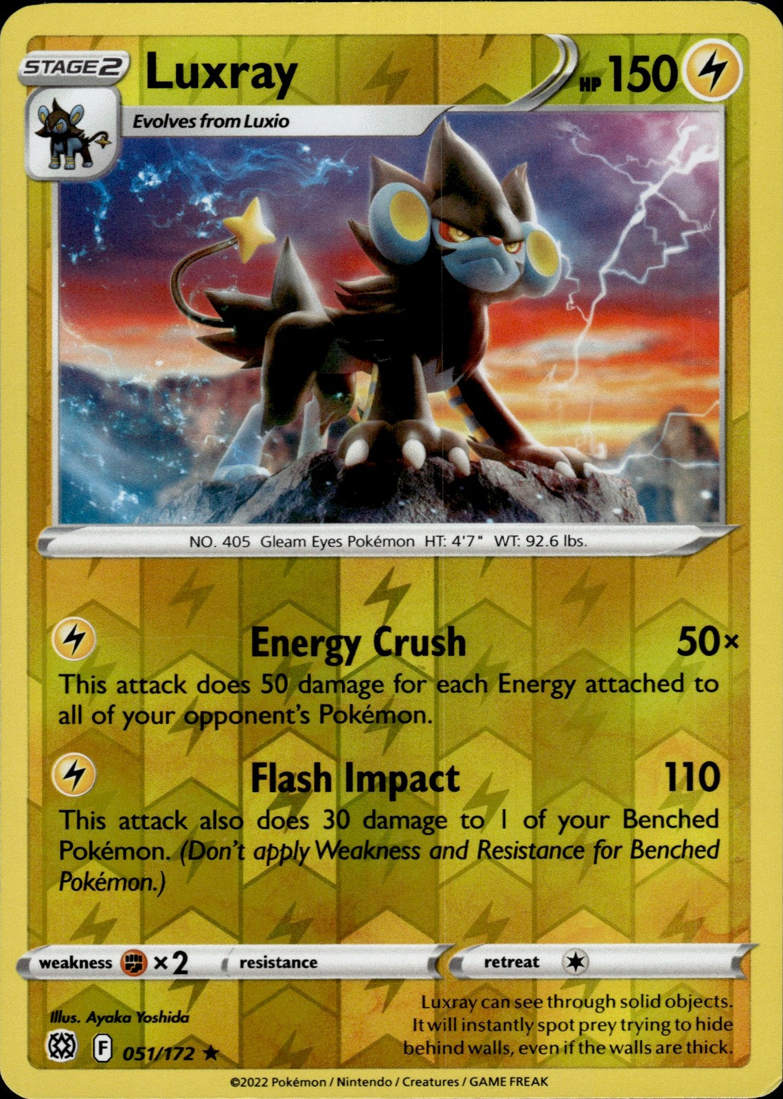 Luxray Reverse Holo Rare SWSH09: Brilliant Stars 051/172 NM