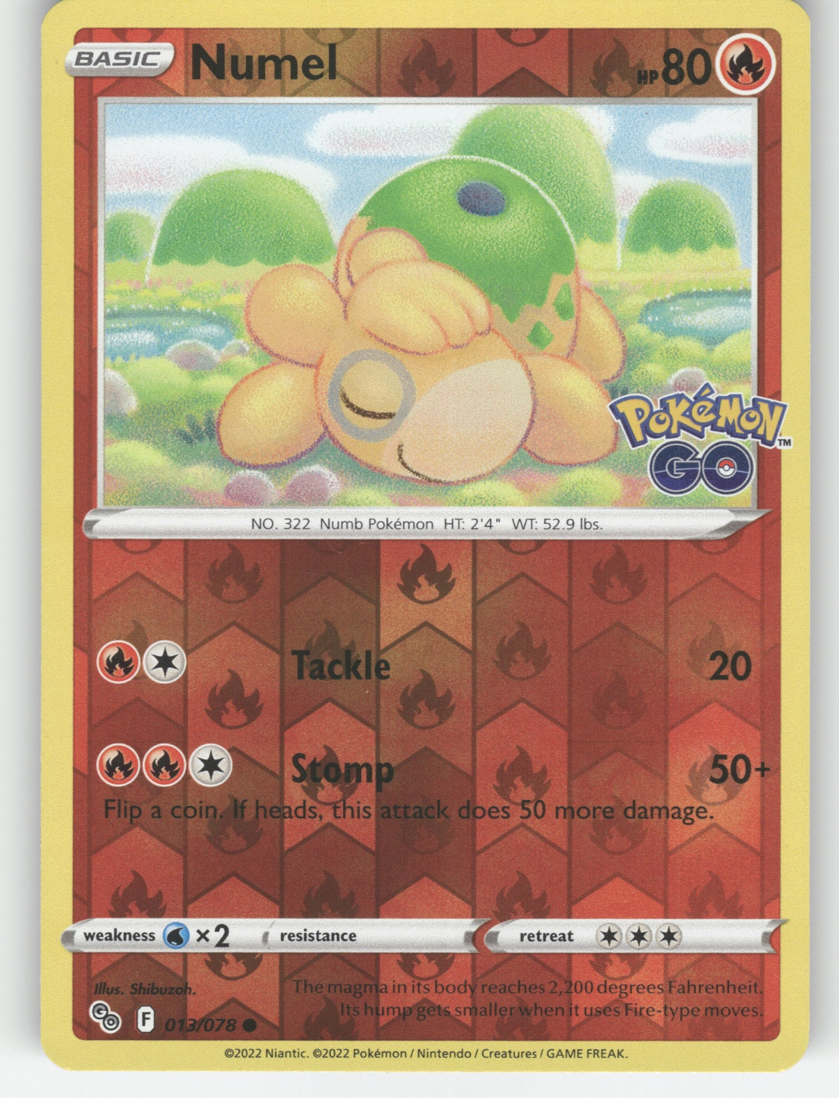 Numel Reverse Holo Common Pokemon GO 013/078 NM