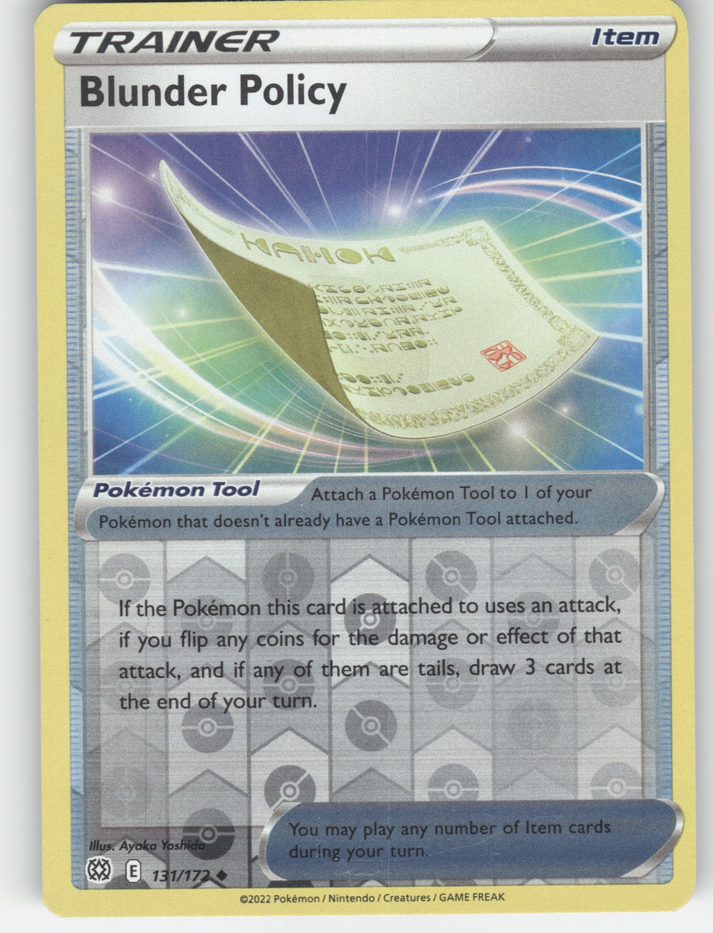 Blunder Policy Reverse Holo Uncommon SWSH09: Brilliant Stars 131/172 NM