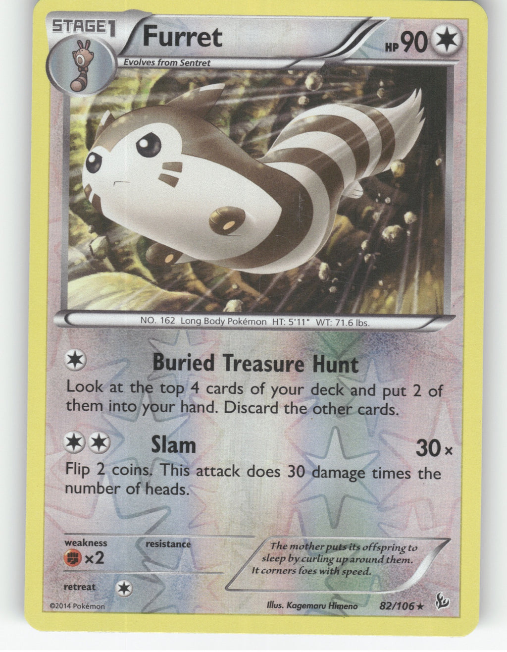 Furret Reverse Holo Rare XY - Flashfire 82/106 NM