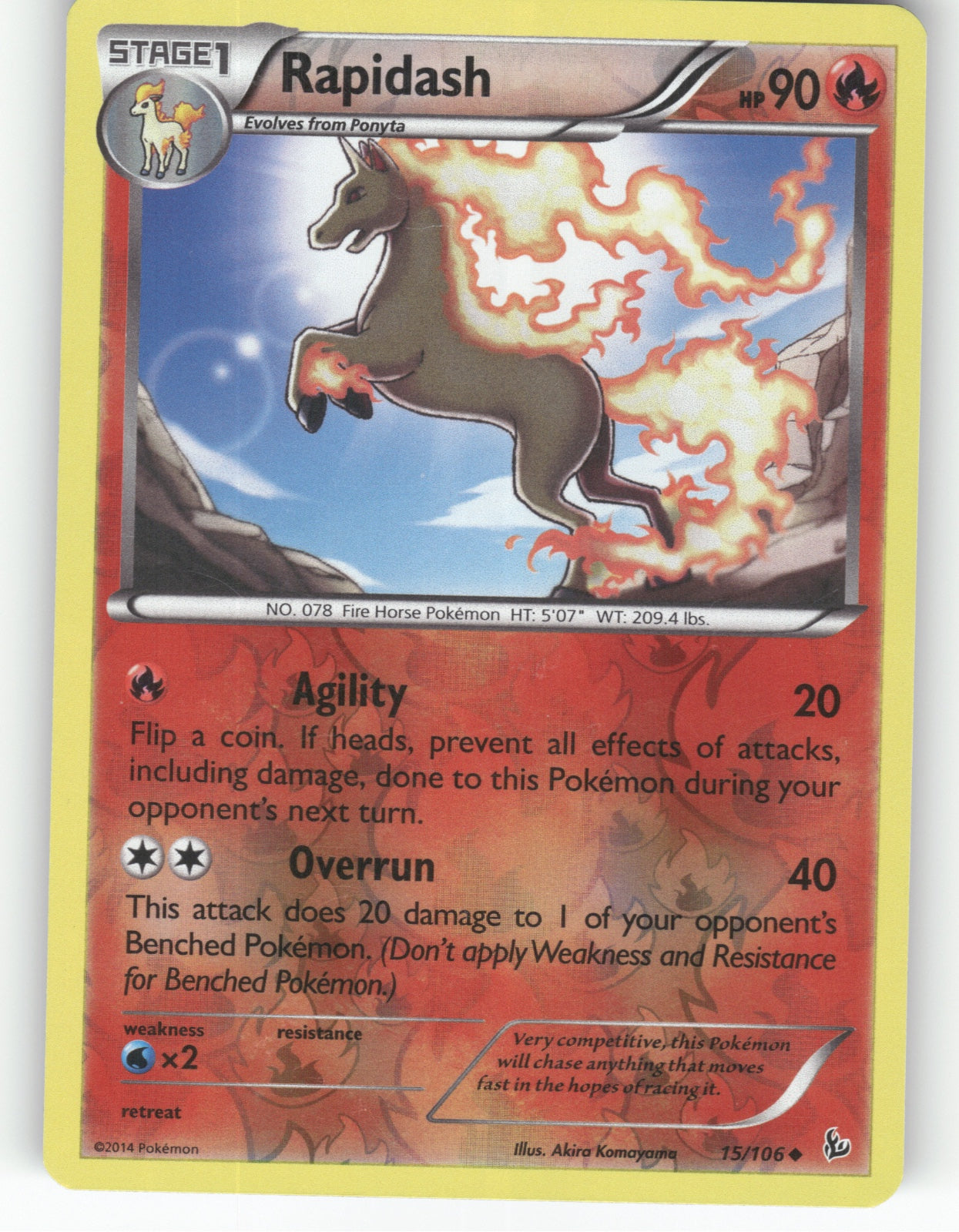 Rapidash Reverse Holo Uncommon XY - Flashfire 15/106 NM