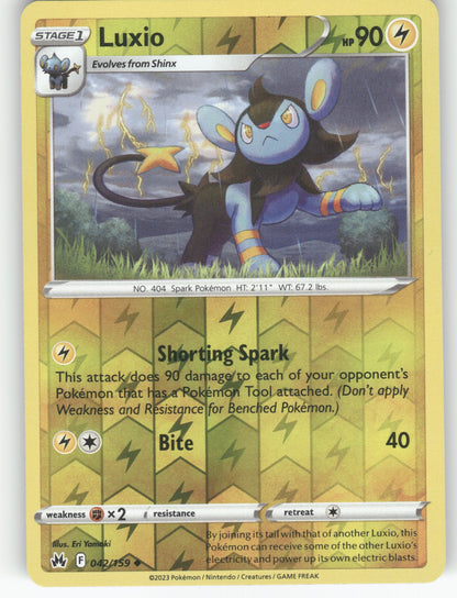 Luxio (42) Reverse Holo Uncommon SWSH: Crown Zenith 042/159 NM