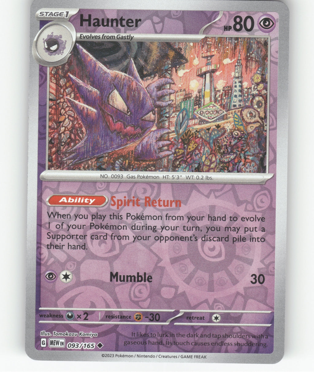 Haunter Reverse Holo Uncommon SV: Scarlet & Violet 151 093/165 NM
