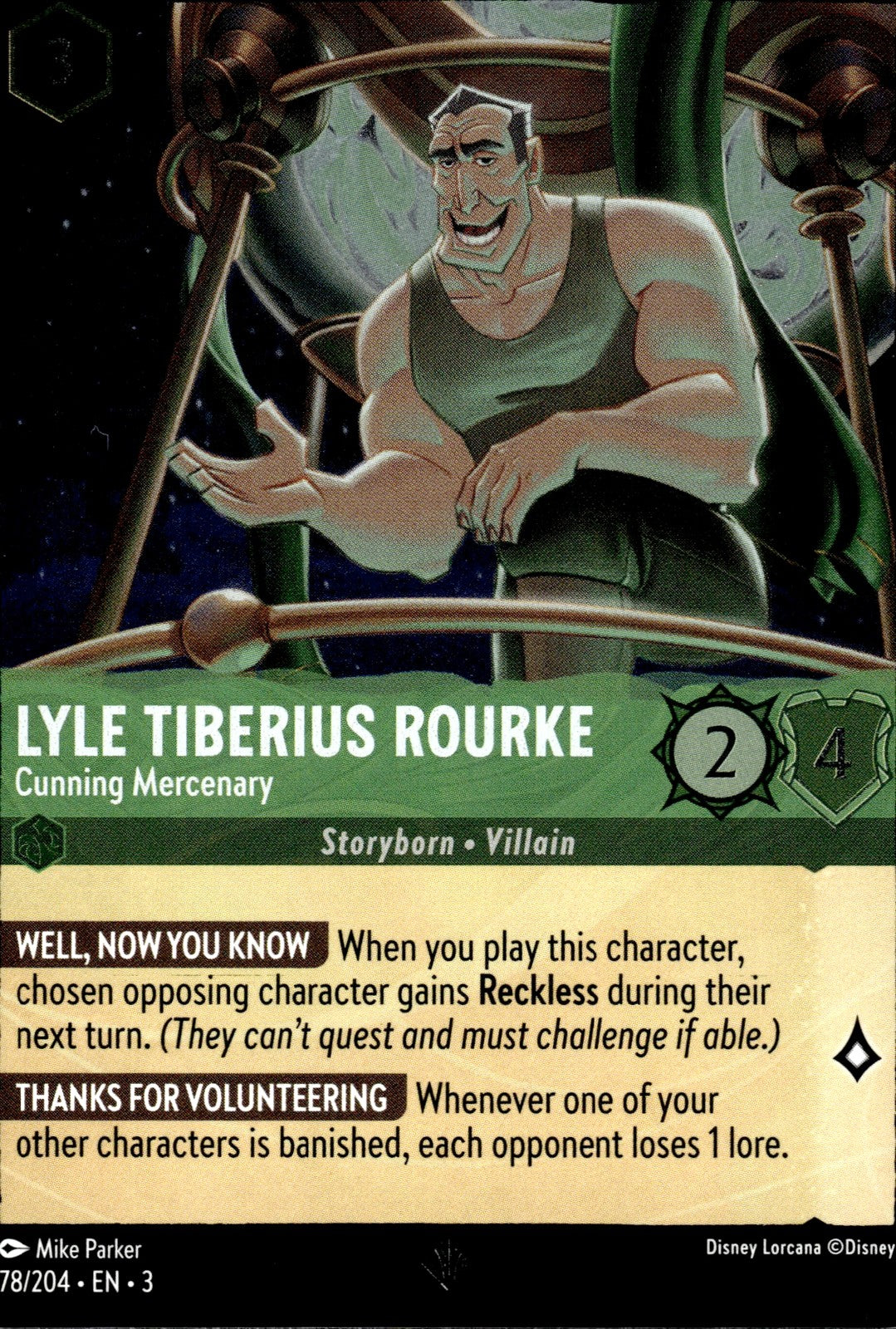 Lyle Tiberius Rourke - Cunning Mercenary Cold Foil Into the Inklands 78/204 NM
