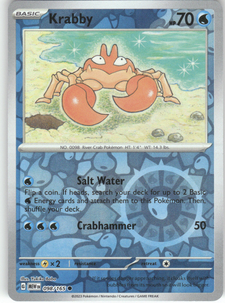 Krabby Reverse Holo Common SV: Scarlet & Violet 151 098/165 NM