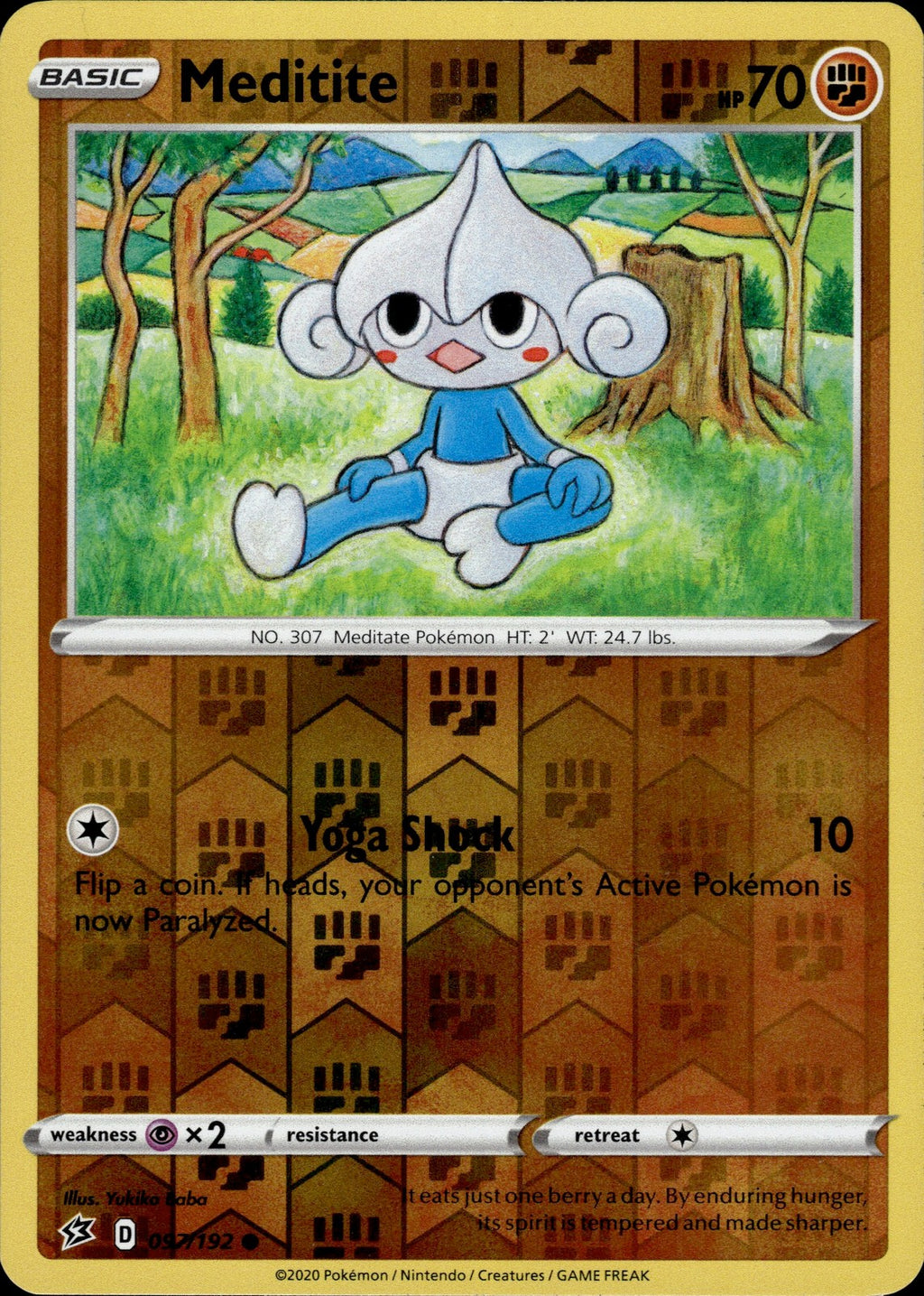 Meditite Reverse Holo Common SWSH02: Rebel Clash 097/192 NM