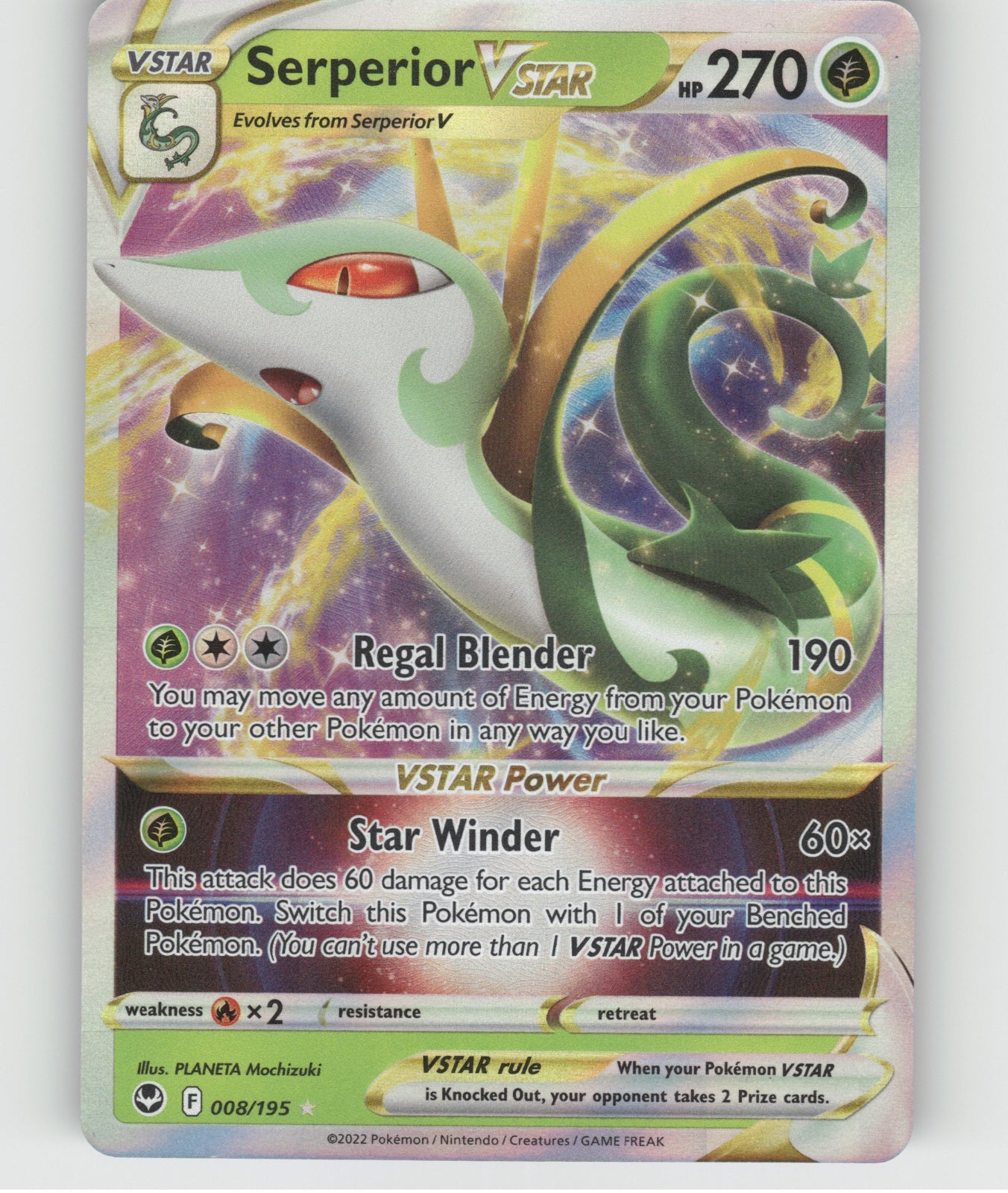 Serperior VSTAR Holo Ultra Rare SWSH12: Silver Tempest 008/195 NM