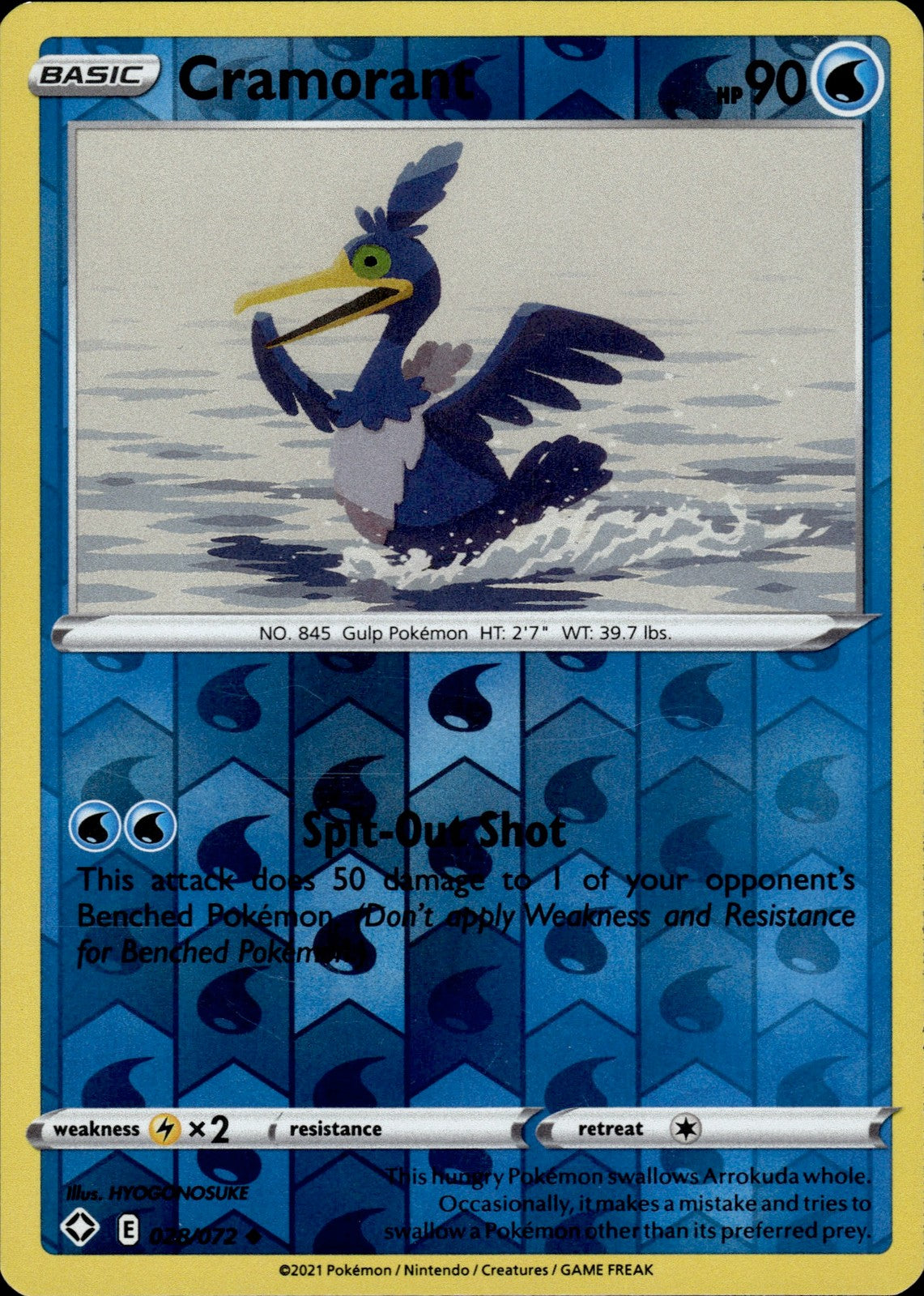 Cramorant Reverse Holo Uncommon Shining Fates 028/072 NM