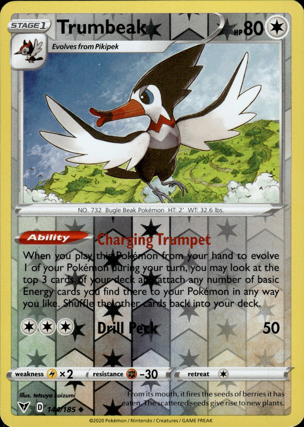 Trumbeak Reverse Holo Uncommon SWSH04: Vivid Voltage 144/185 NM