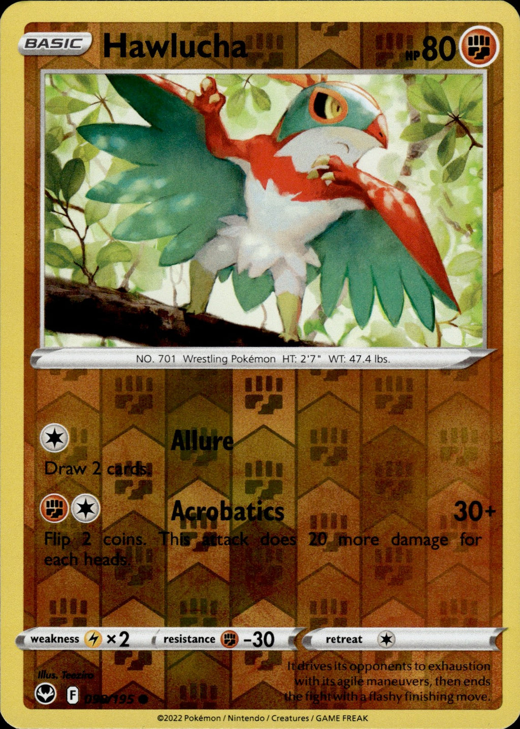 Hawlucha Reverse Holo Common SWSH12: Silver Tempest 098/195 NM