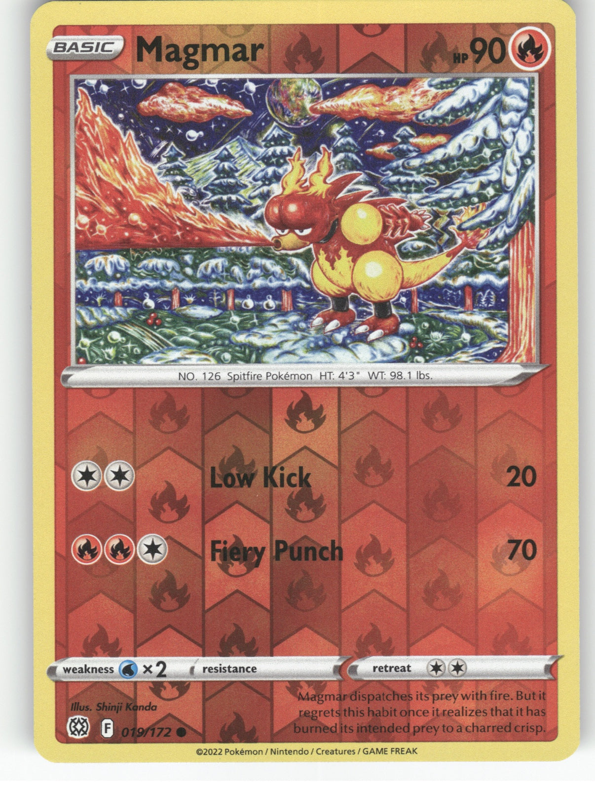 Magmar Reverse Holo Common SWSH09: Brilliant Stars 019/172 NM