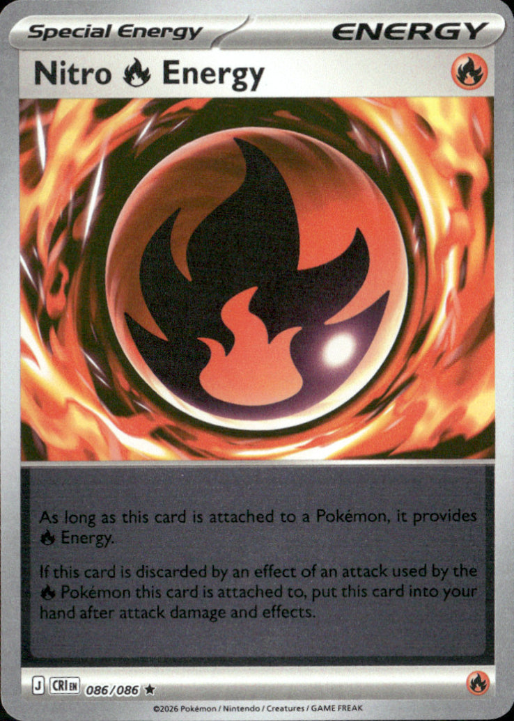 Nitro R Energy Reverse Holo Rare ME04: Chaos Rising 086/086 NM