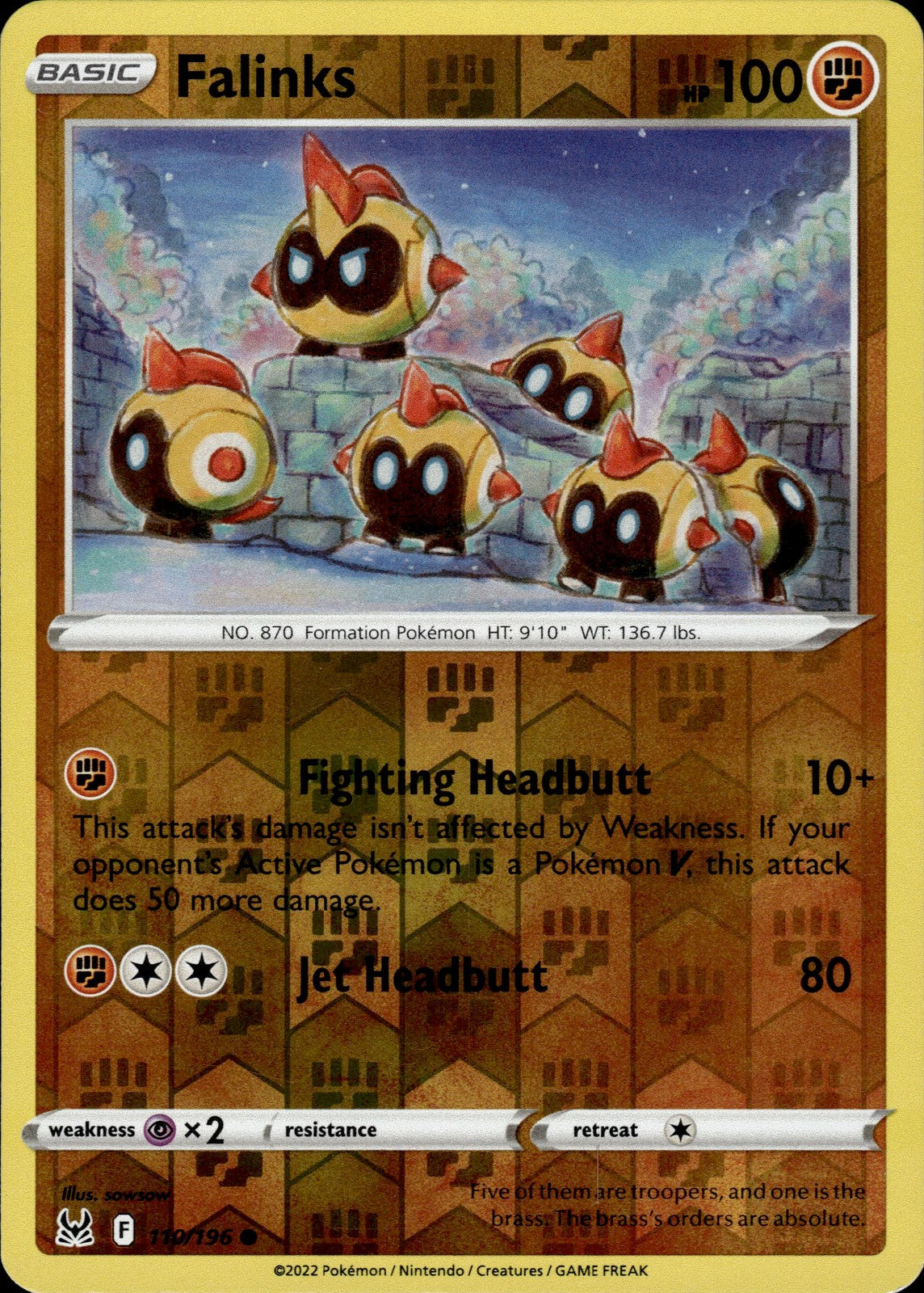 Falinks Reverse Holo Common SWSH11: Lost Origin 110/196 NM
