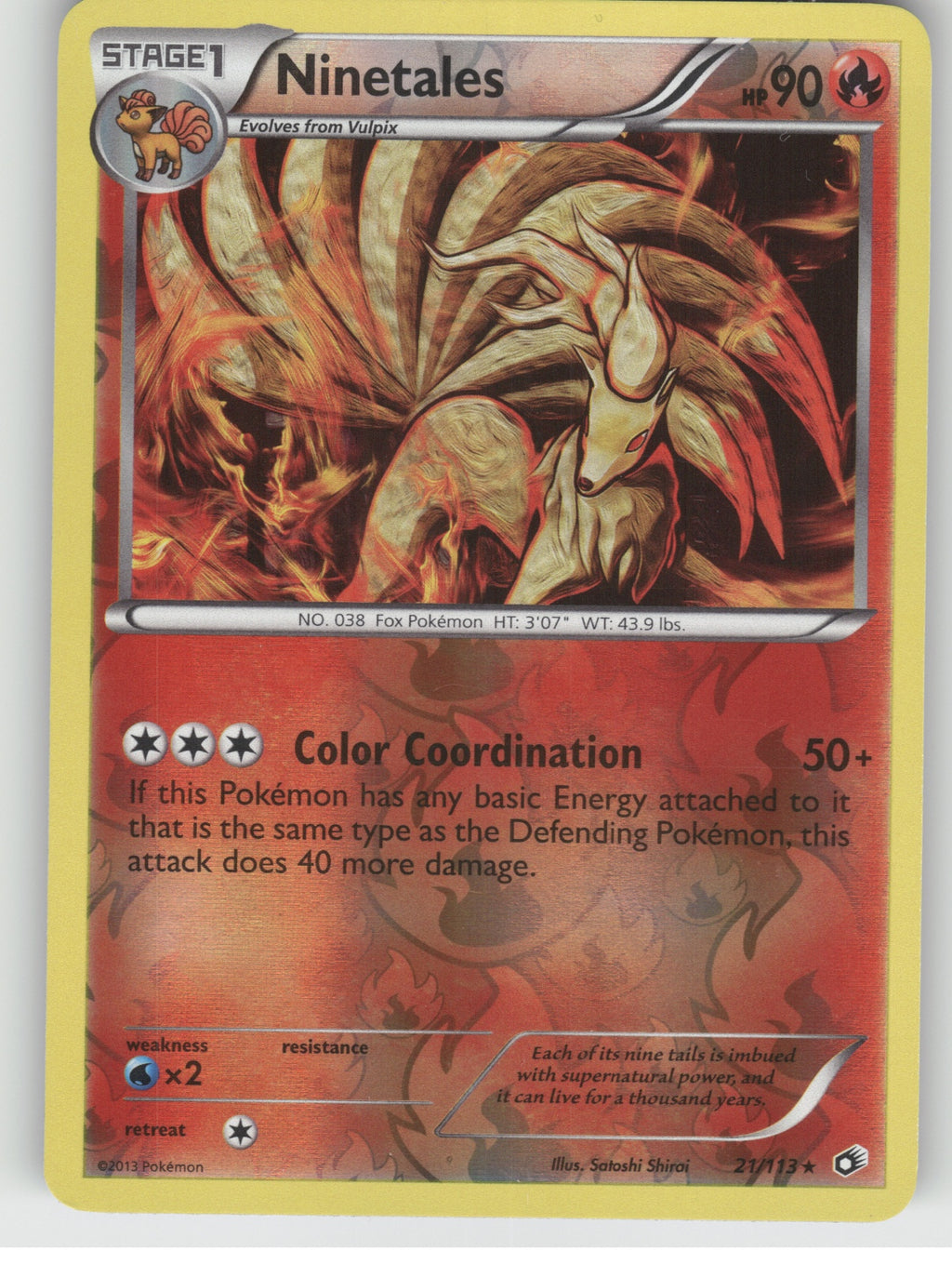 Ninetales Reverse Holo Rare Legendary Treasures 21/113 NM