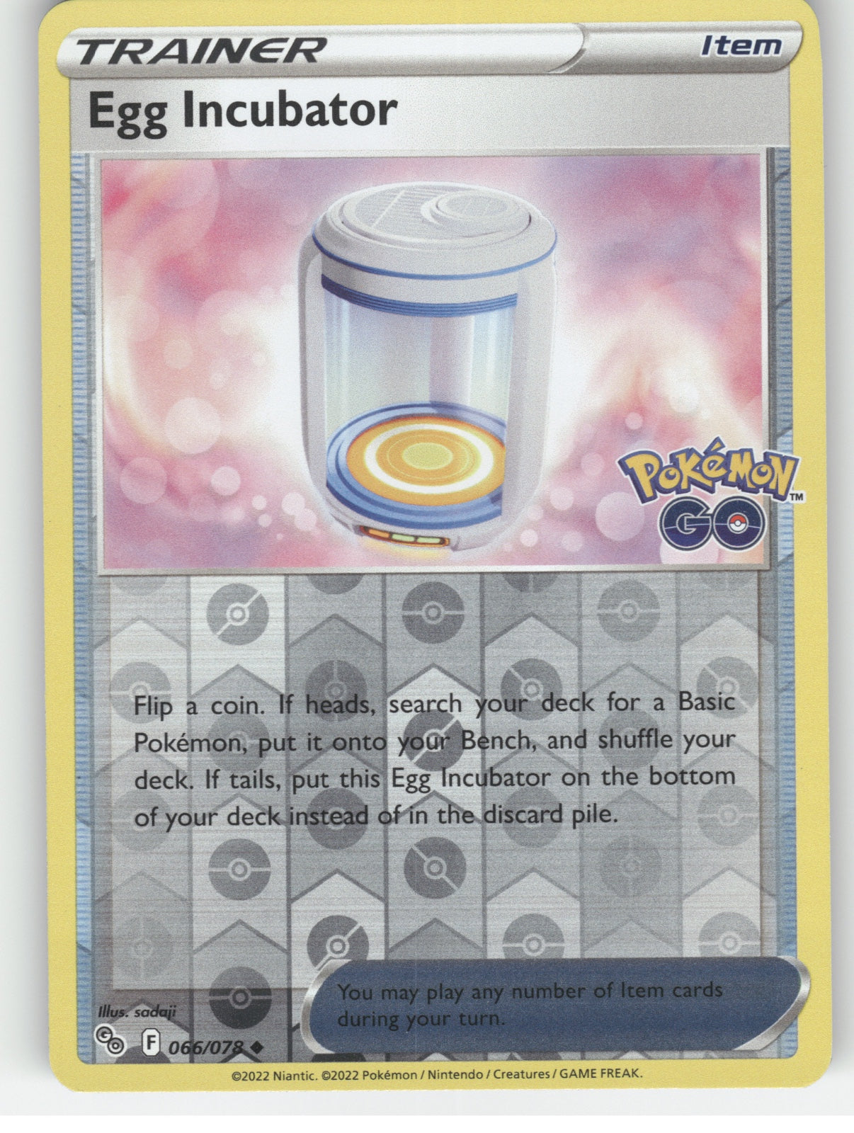 Egg Incubator Reverse Holo Uncommon Pokemon GO 066/078 NM