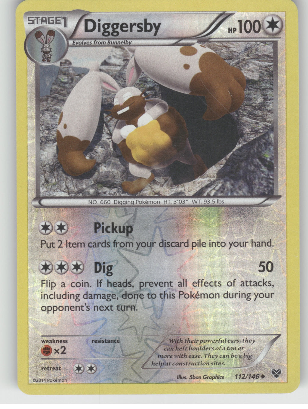 Diggersby Reverse Holo Uncommon XY Base Set 112/146 NM