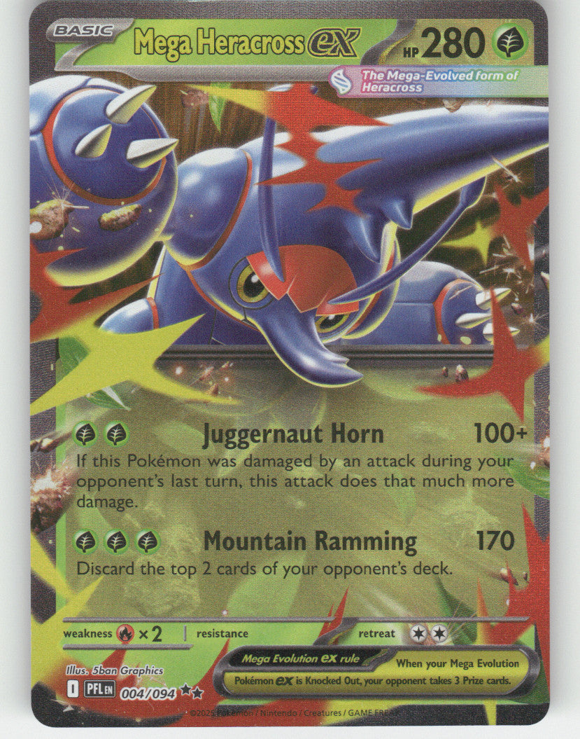 Mega Heracross ex Holo Double Rare ME02: Phantasmal Flames 004/094 NM