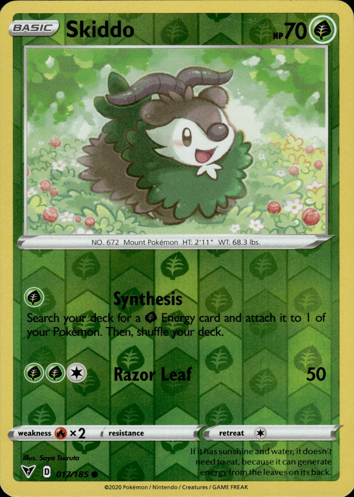 Skiddo Reverse Holo Common SWSH04: Vivid Voltage 017/185 NM