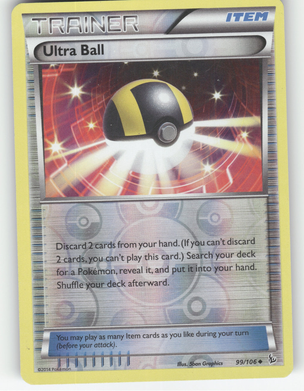Ultra Ball Reverse Holo Uncommon XY - Flashfire 99/106 NM