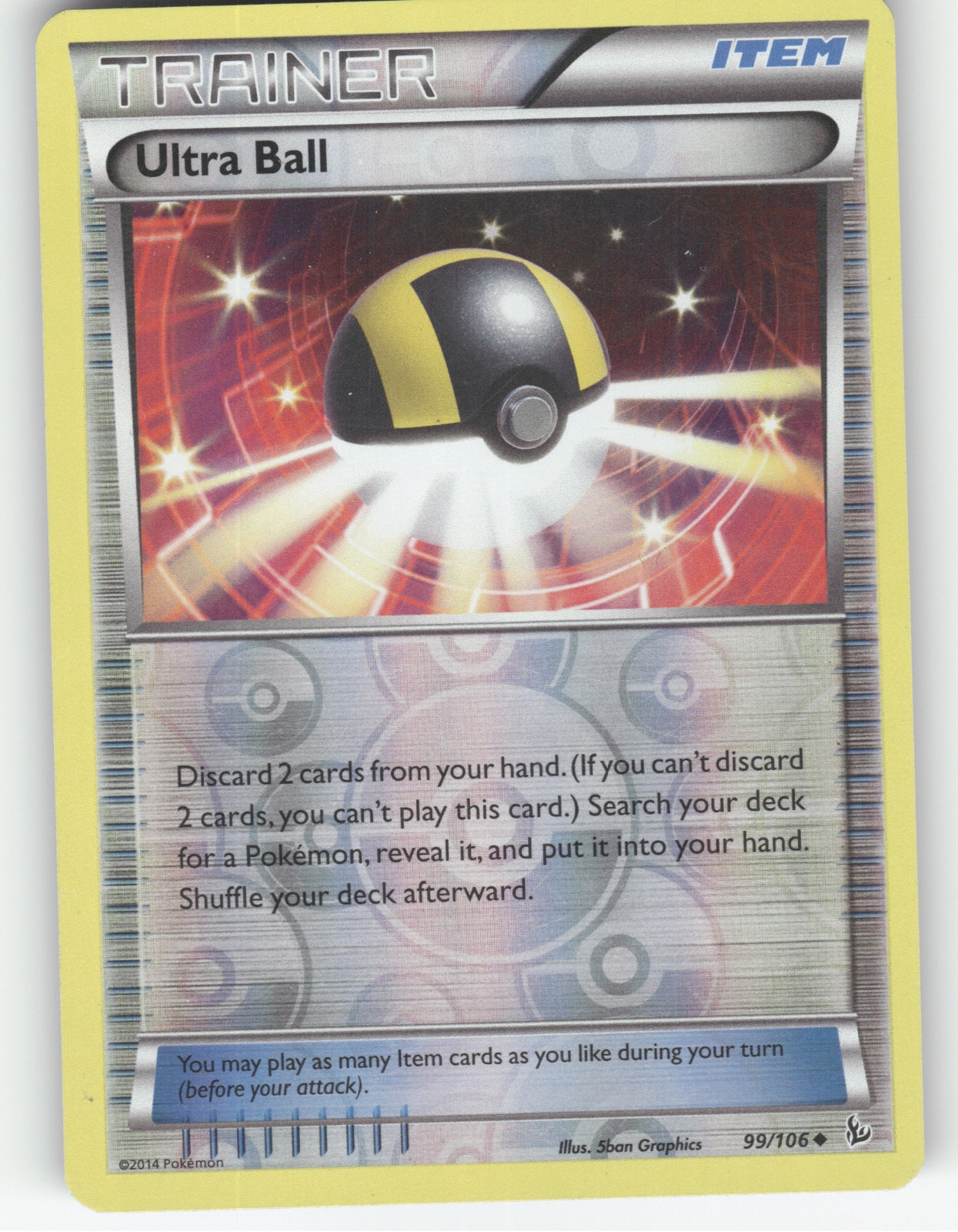 Ultra Ball Reverse Holo Uncommon XY - Flashfire 99/106 NM